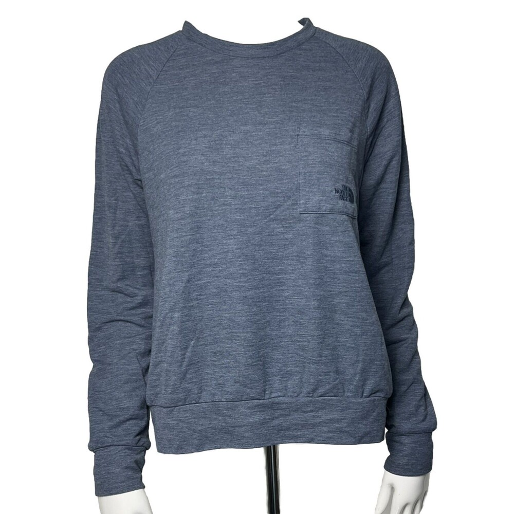 North Face Sweatshirt Long‎ Sleeve Pullover Crew Neck Blue Top Women Size Medium